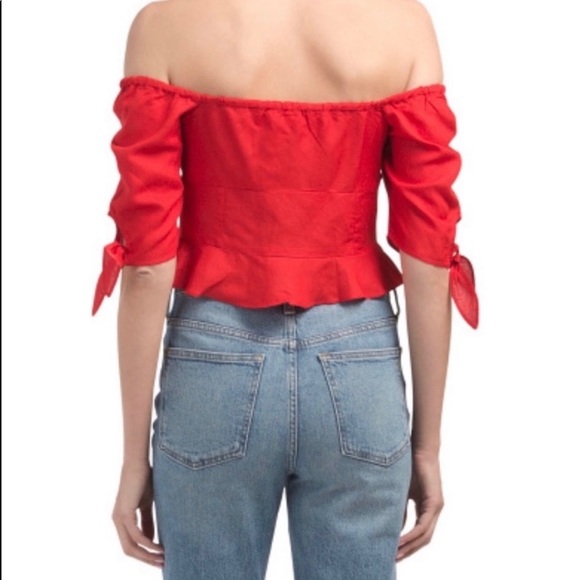 Red Carter Audrey Crop Top Red XS - Picture 2 of 5